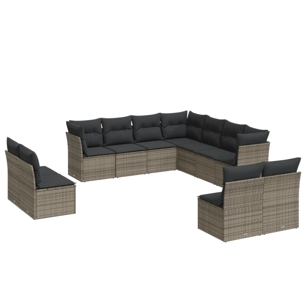 11 részes szürke polyrattan kerti ülőgarnitúra párnákkal (3249659)