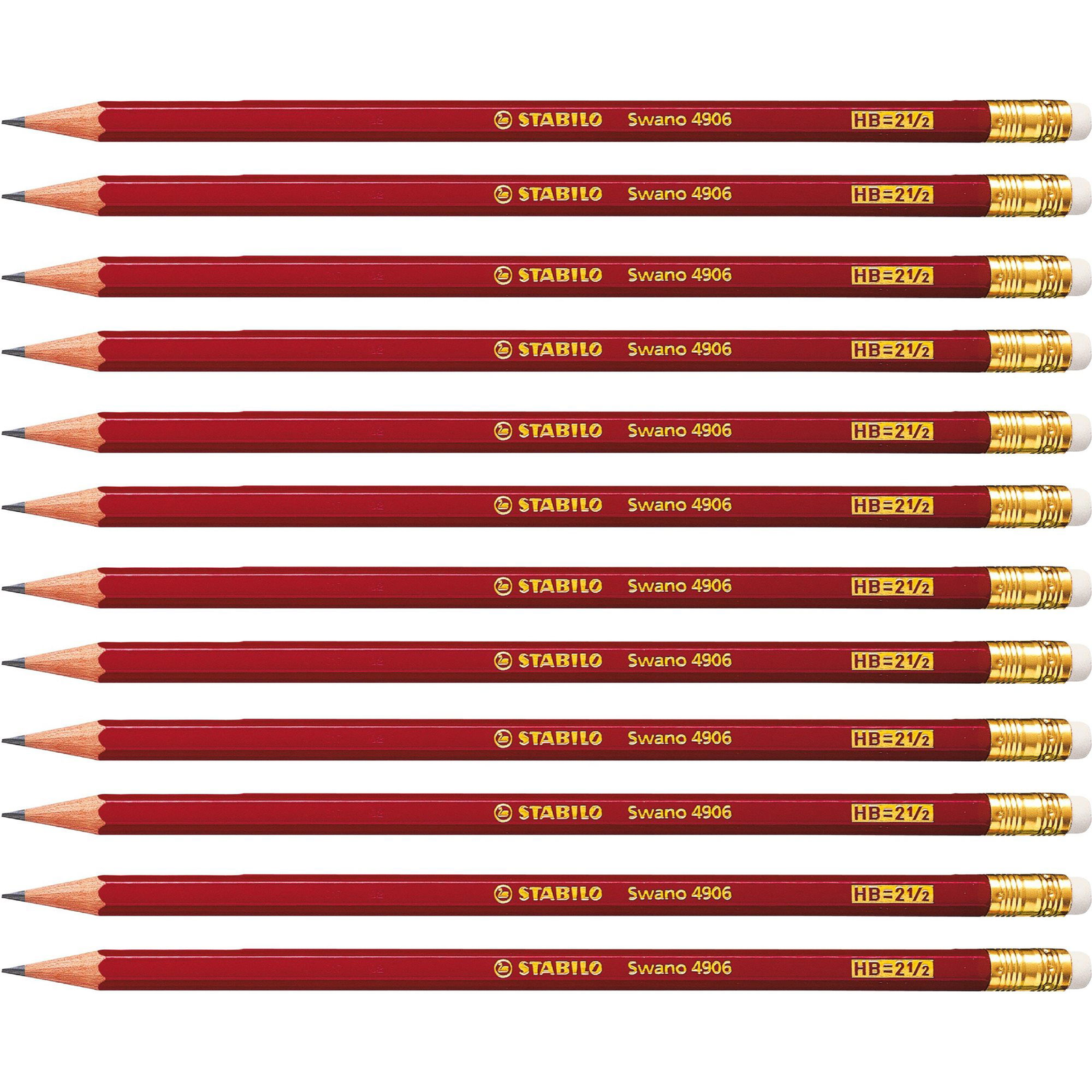 STABILO Swano, piros ceruza radírral, 12 db (4006381123693)