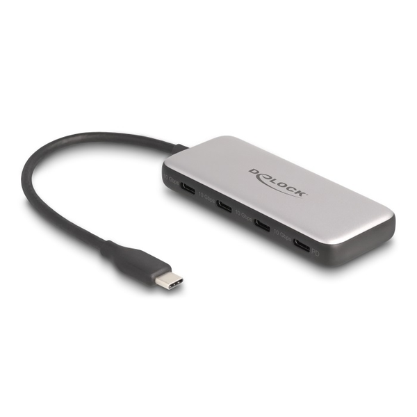 Delock USB 10 Gbps USB Type-C  Hub 4 x USB Type-C  anyával és PD 85 Watt (64261)