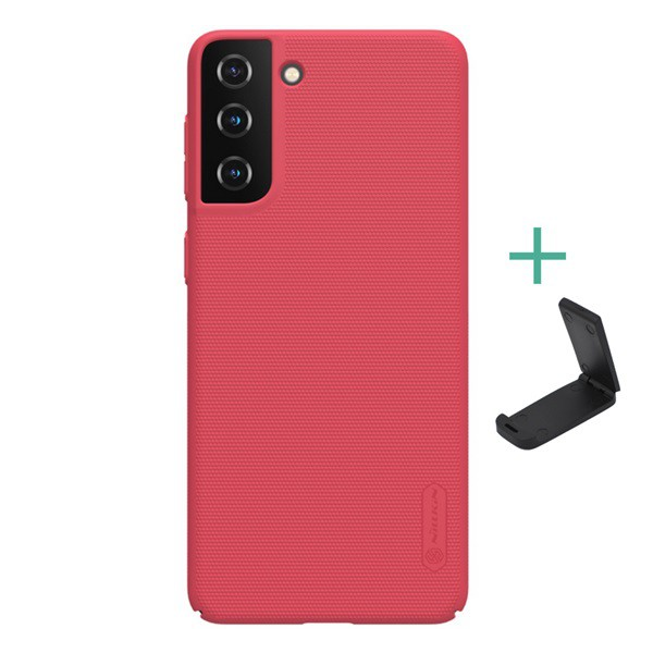 NILLKIN SUPER FROSTED műanyag telefonvédő (gumírozott, érdes felület + asztali tartó) PIROS [Samsung Galaxy S21 Plus (SM-G996) 5G] (5996591023885)