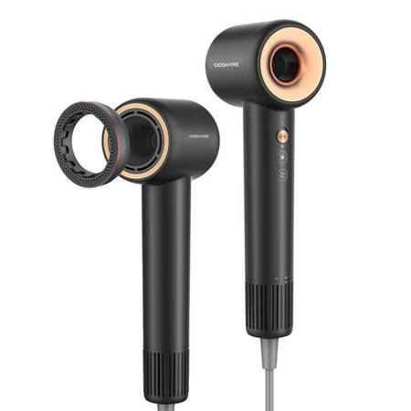 Сешоар COSHARE HD10, ShineRing, отрицателни йони, 11000 RPM, мощен, термоконтрол, ниско ниво на шум, черен