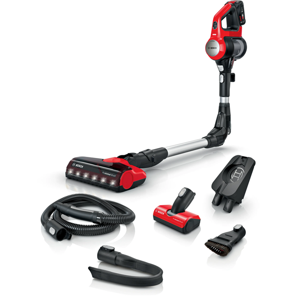 BOSCH BBS711ANM Unlimited 7 ProAnimal Vezeték nélküli álló porszívó, 18V, 0,3L, Piros/Fekete