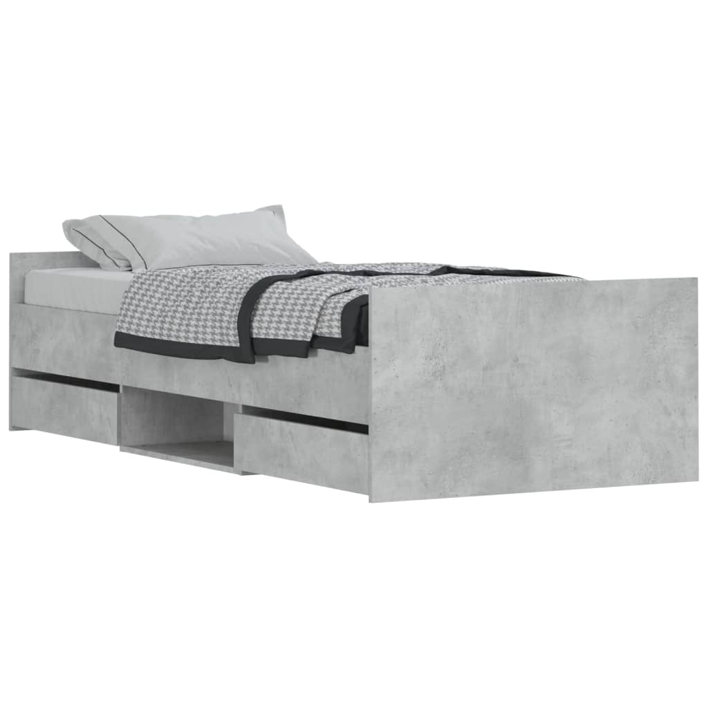 betonszürke ágykeret fej- és lábtámlával 100 x 200 cm (3203799)