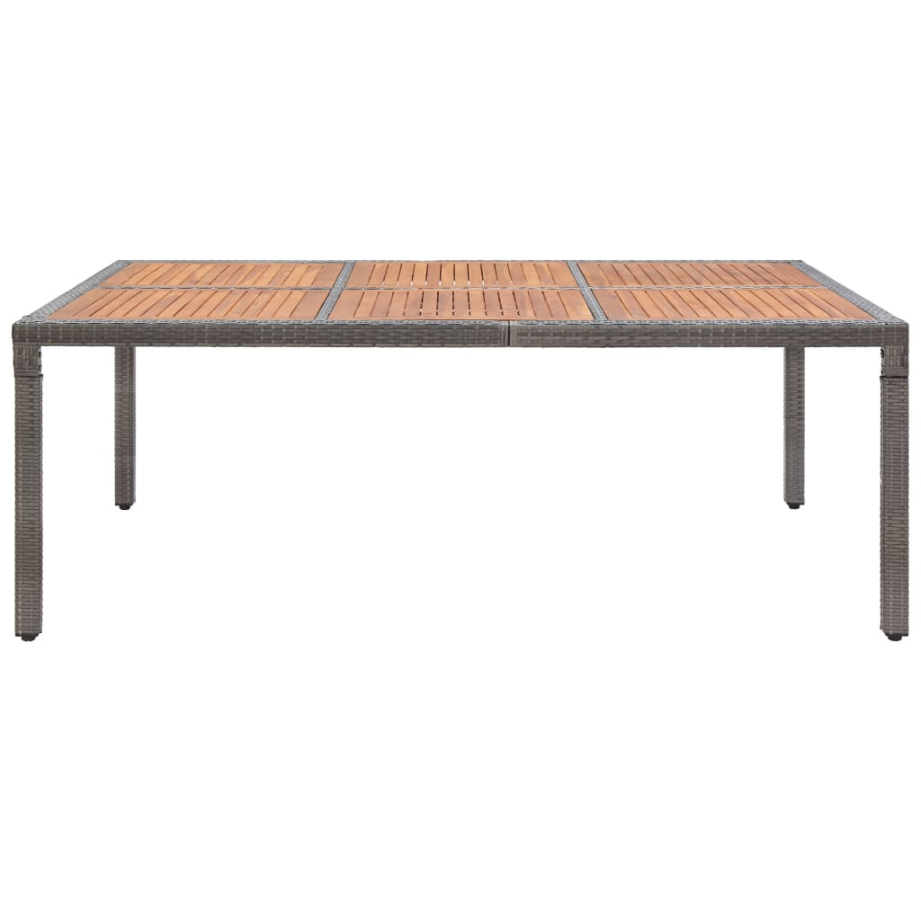 szürke polyrattan és akácfa kerti asztal 200 x 150 x 74 cm (46135)