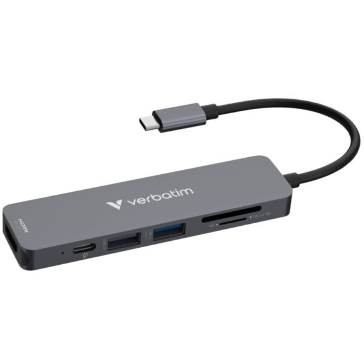 Verbatim 32156 hub USB 3.2 Gen 1 (3.1 Gen 1) Type-C 5000 Mbit/s Šedá (32156)