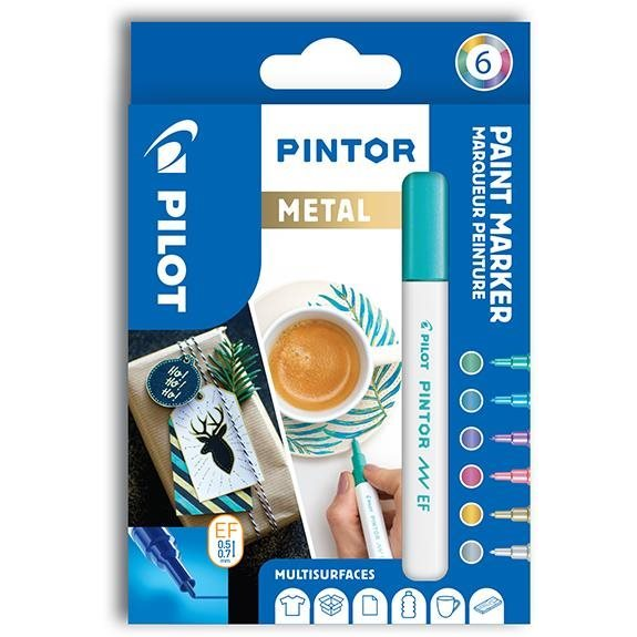 Pilot Pintor Akril marker, Extra Fine, 6 db-os szett, Metal