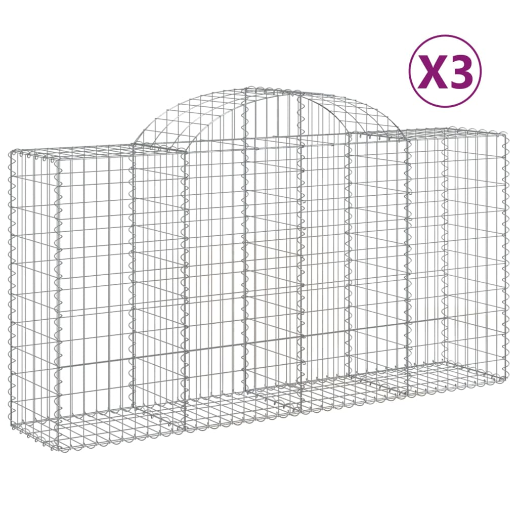 3 db íves horganyzott vas gabion kosár 200 x 50 x 100/120 cm (3146321)