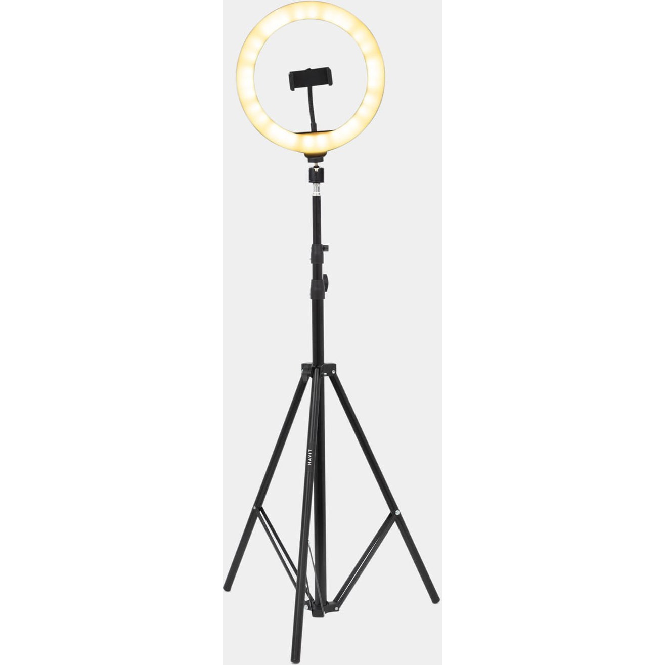 Havit ST7026 Körlámpa telefontartóval és RGB világítással Vlogger készlet - Fekete / Fehér (ST7026)