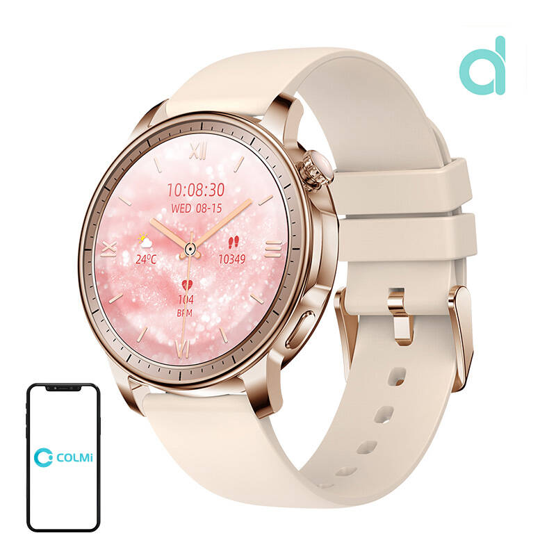 Colmi V65 Smartwatch Bluetooth hodinky 5.0 Smart Watch Ip68 Amoled zlaté (6972436985128)