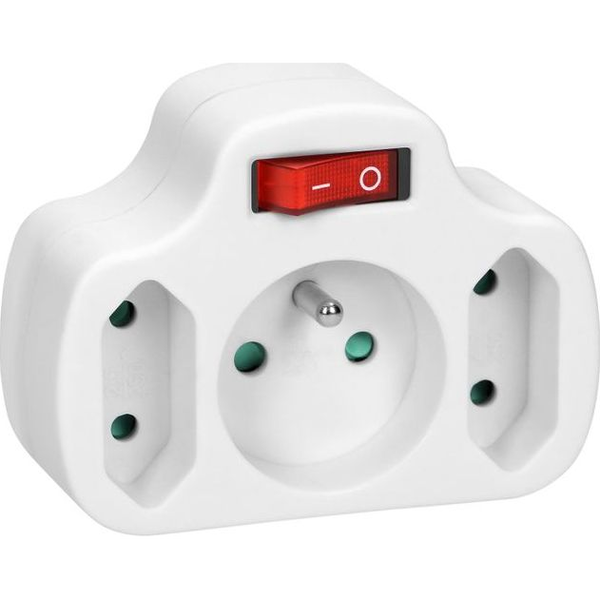  Orno Rozgałęźnik 1x2P+Z, 2x2P/II z włącznikiem OR-AE-13191 (biały)