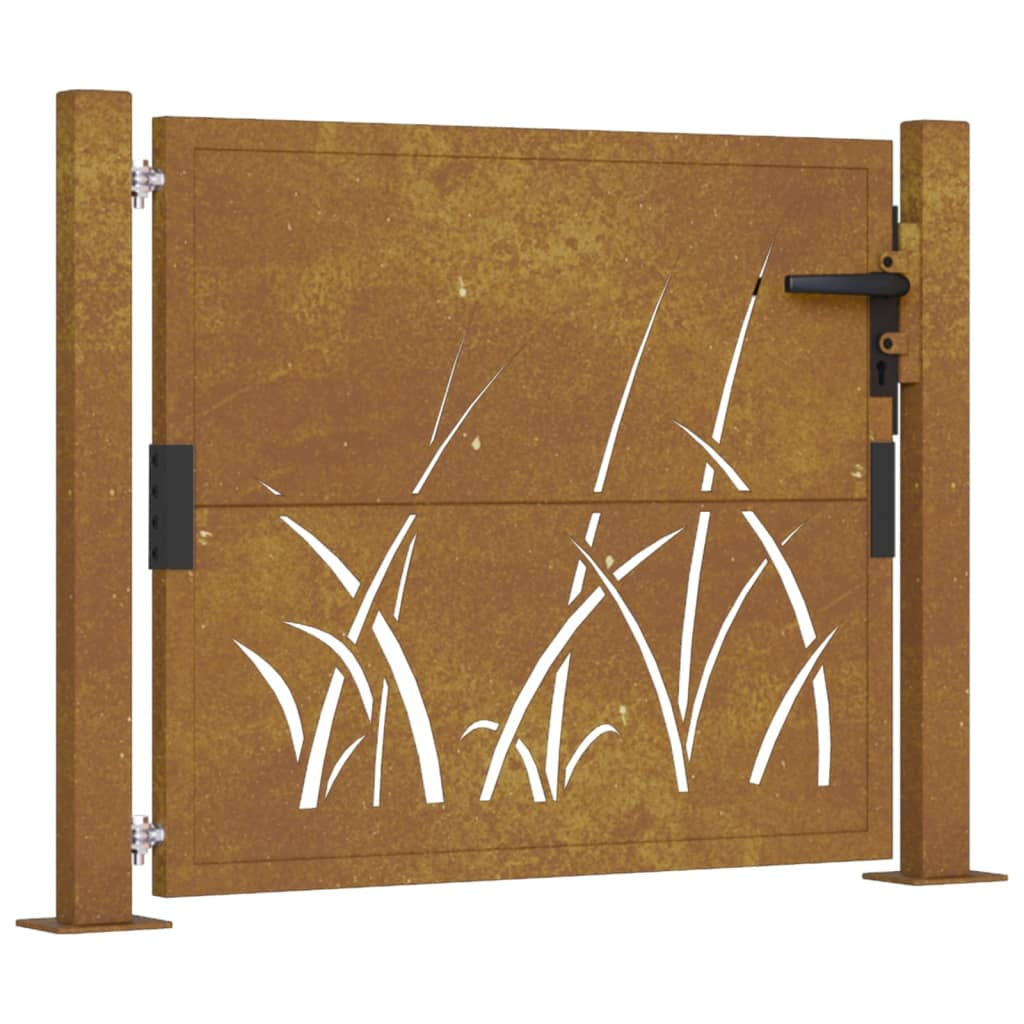 fűmintás corten acél kerti kapu 105 x 105 cm (153173)