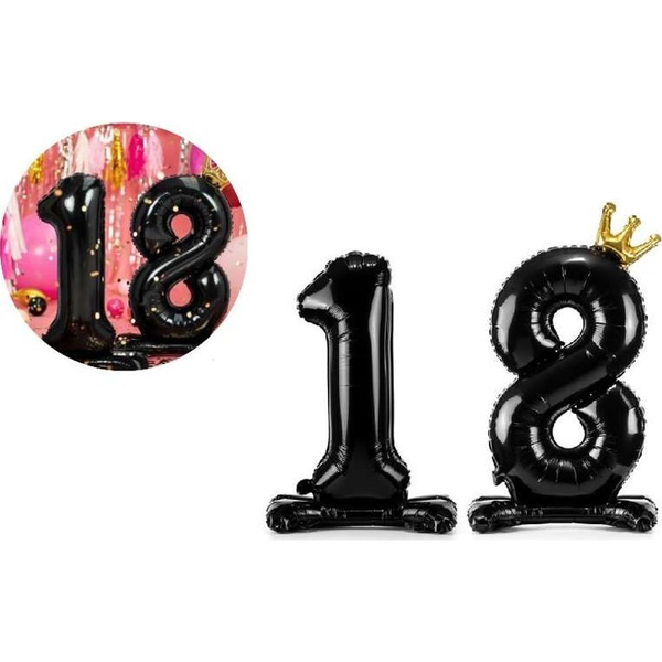 PartyDeco Stojący balon foliowy  84 cm  liczba  8 czarny