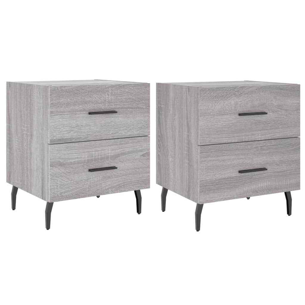2 db szürke sonoma színű szerelt fa éjjeliszekrény 40x35x47,5cm (827353)