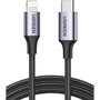 Ugreen 60759 кабел за мобилен телефон Черен, Сребърен 1 м USB C Lightning