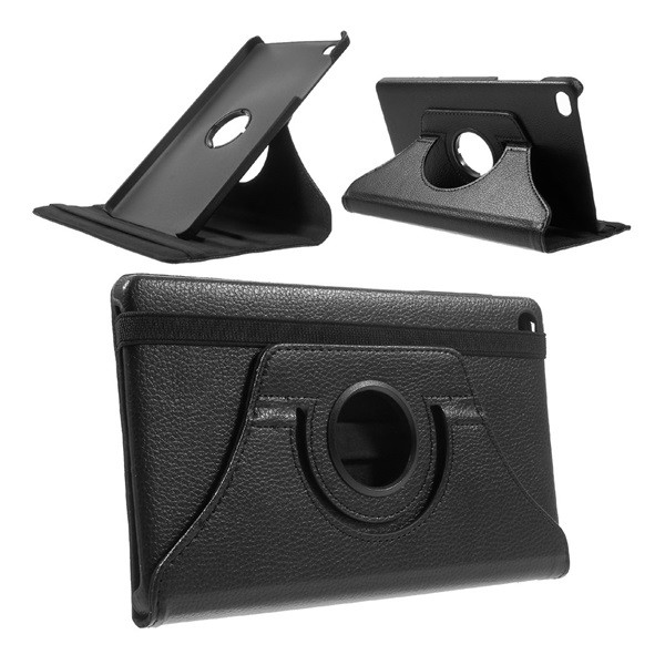 Tok álló, bőr hatású (FLIP, asztali tartó funkció, 360°-ban forgatható) FEKETE [Huawei MediaPad M2 8 ] (5996457635306)