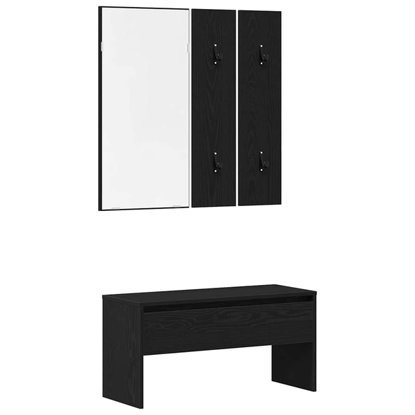 Set mobilier de hol, stejar negru, lemn prelucrat