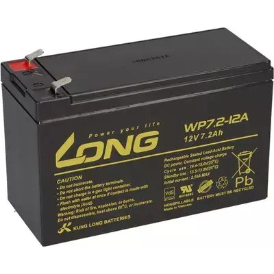 AGM ólom-zselés akku 12 V 7,2 Ah 151 x 102 x 65 mm, Long WP7.2-12A/F2 (WP7.2-12A)