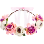 Fejpánt Virágokkal, Szalaggal Műanyag 17cm Rózsaszín, Fehér