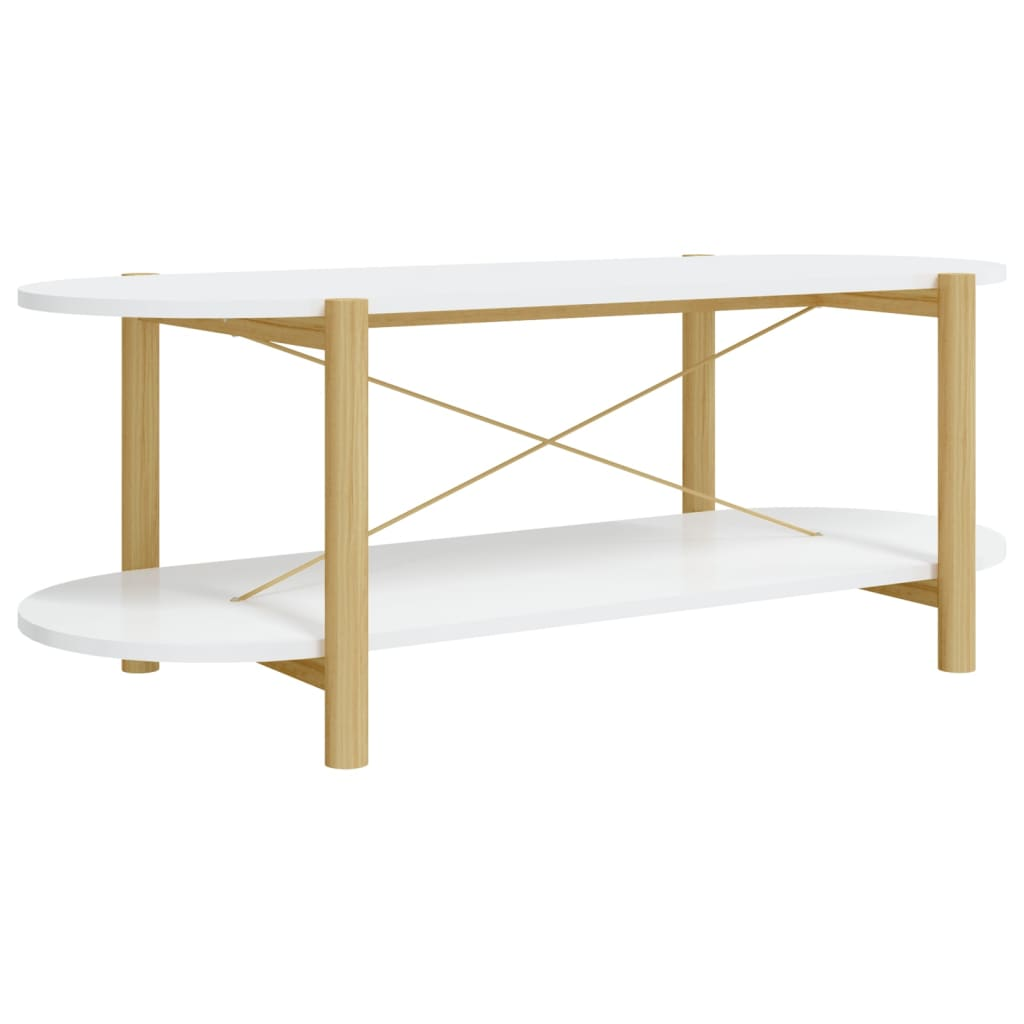 fehér szerelt fa dohányzóasztal 110 x 48 x 40 cm (345687)