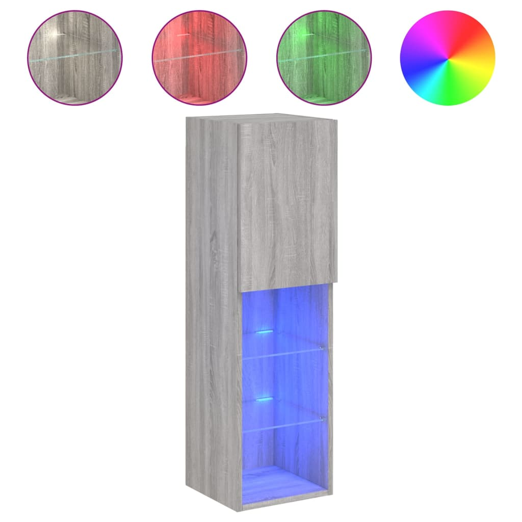 szürke sonoma színű TV-szekrény LED-lámpákkal 30,5x30x102 cm (837025)