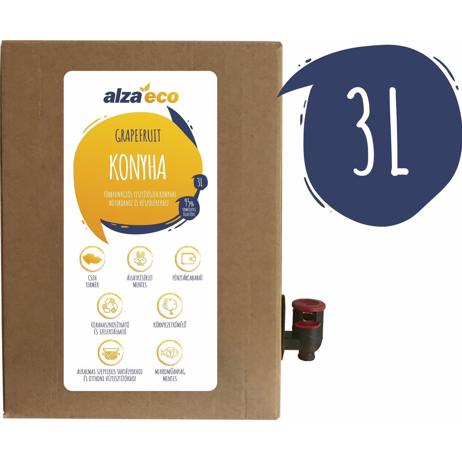 AlzaEco Grapefruit konyhai tisztítószer 3 l (8594018045419)
