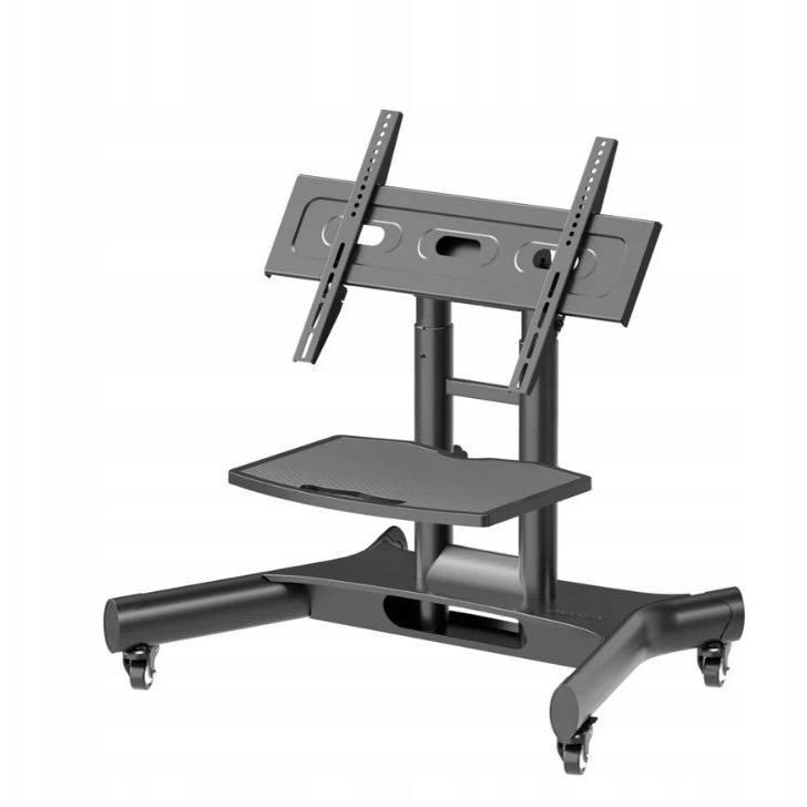 ONKRON Tilting Mobile TV Stand for 32'' 70 Inch LCD LED OLED TV Screens & Touch Panels Rolling TV Cart on Wheels with Shelf, Black (TS1350-B)