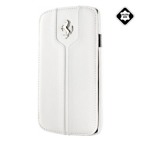 CG MOBILE Ferrari Monte Carlo tok álló, valódi bőr (FLIP, oldalra nyíló) FEHÉR [Samsung Galaxy S4 VE (GT-I9515)]