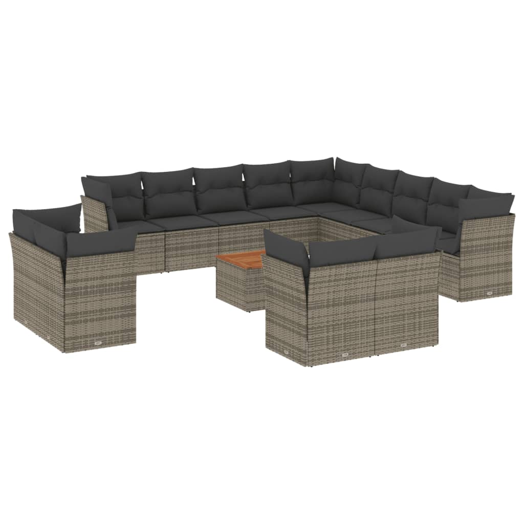 14 részes szürke polyrattan kerti ülőgarnitúra párnákkal (3256291)