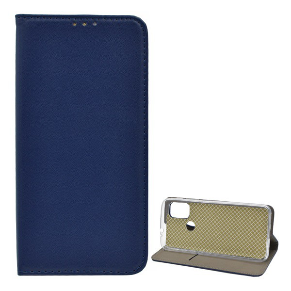 Tok álló, bőr hatású (FLIP, oldalra nyíló, asztali tartó funkció) SÖTÉTKÉK [Motorola Moto G20 (XT2128)] (5996591126401)