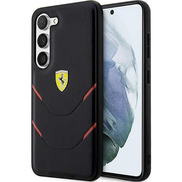 Ferrari Hot Stamp Lines Samsung Galaxy S23+ hátlap tok, fekete