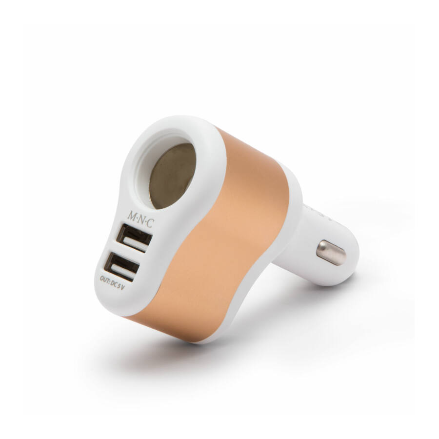 M.N.C. 54921WH Szivargyújtó elosztó 2.1A (2x USB-A) Fehér/Arany (54921WH)