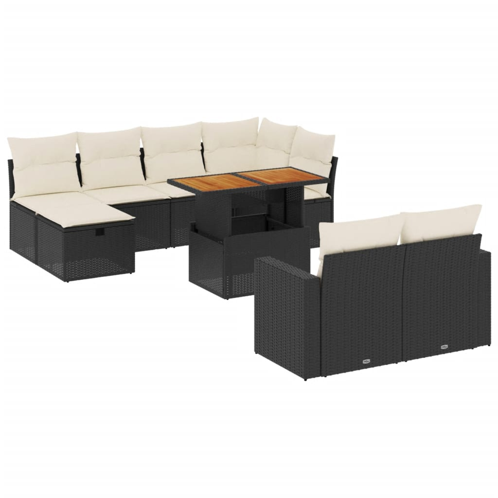 11 részes fekete polyrattan kerti ülőgarnitúra párnákkal (3276512)
