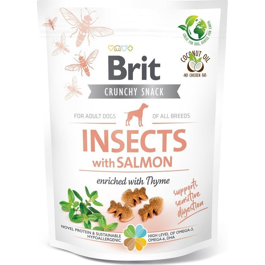 Brit Snack Crunchy Cracker Ropogós Jutalomfalat 200 g Insects With Salmon With Thyme 100626 (103002)