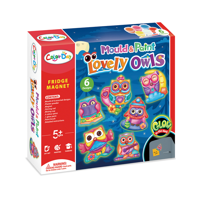 Sötétben világító hűtőmágneskészítő szett - Baglyok (8546)