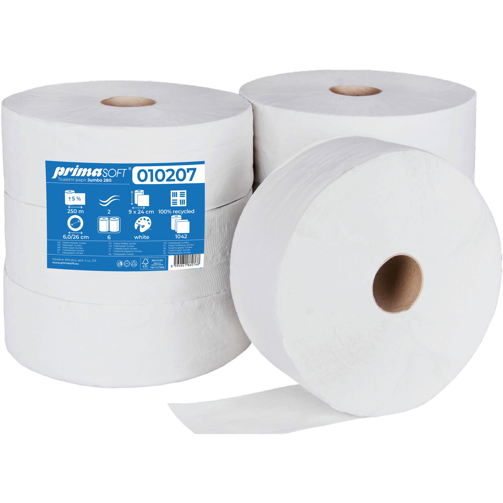 PRIMASOFT Jumbo 280 fehér, újrahasznosított, 6 db (8594041860768)