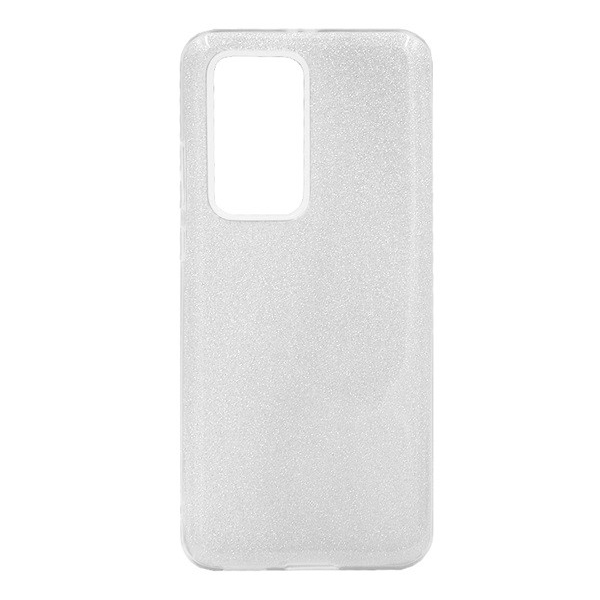 Szilikon telefonvédő (műanyag belső, csillogó hátlap) EZÜST [Huawei P40 Pro 5G] (5996457980567)