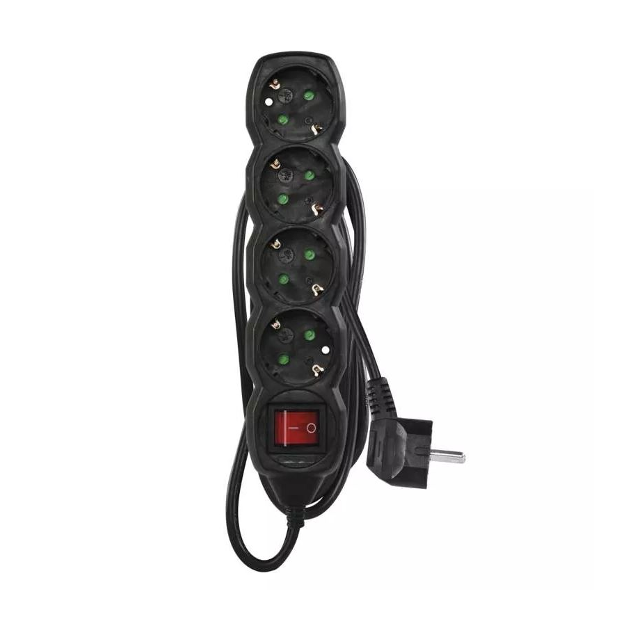 Emos PC1421R hálózati elosztó kapcsolóval 4-aljzat 1.5m fekete (PC1421R)