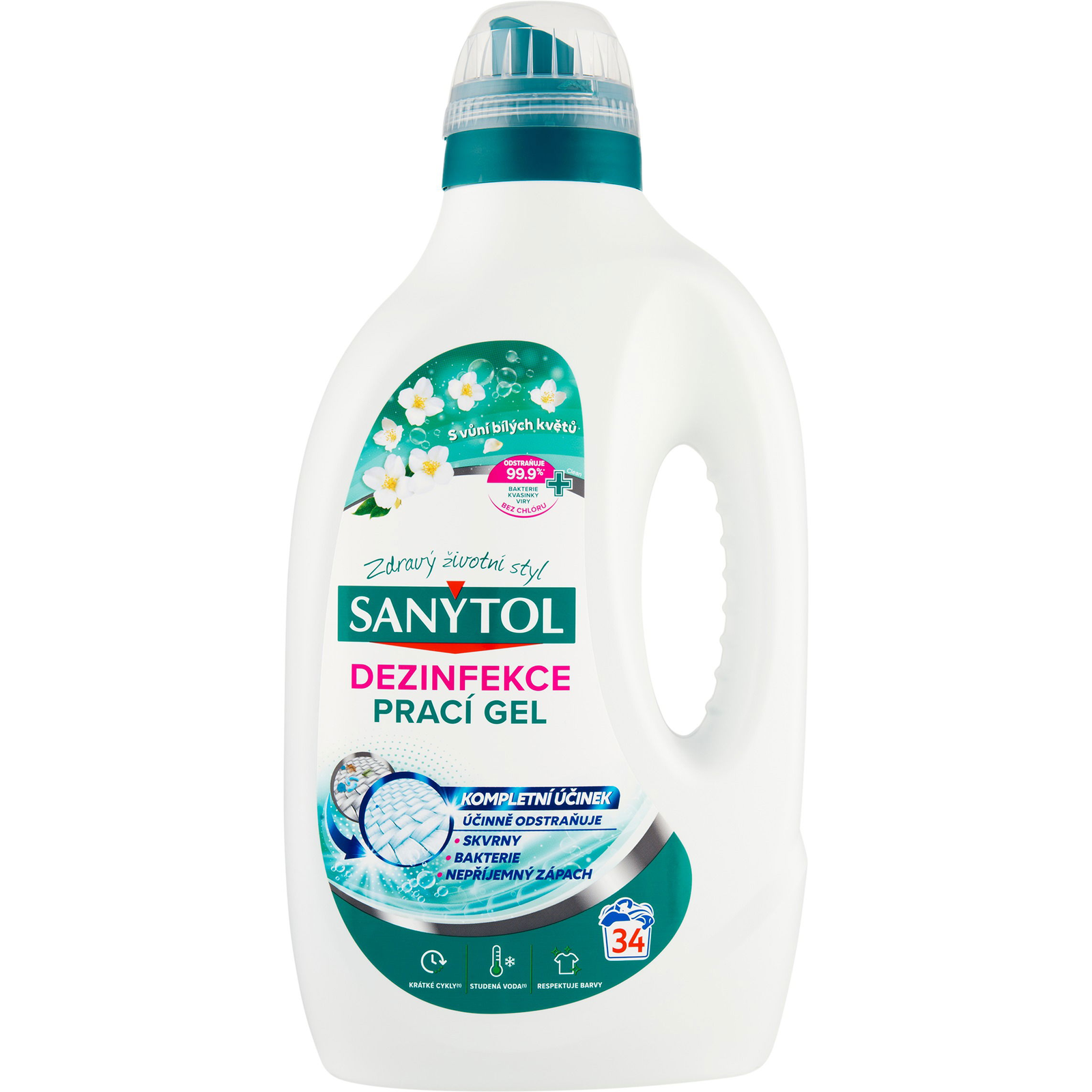 SANYTOL Fertőtlenítő mosógél Virágos frissesség 1,7 l (34 mosás) (3045206381222)