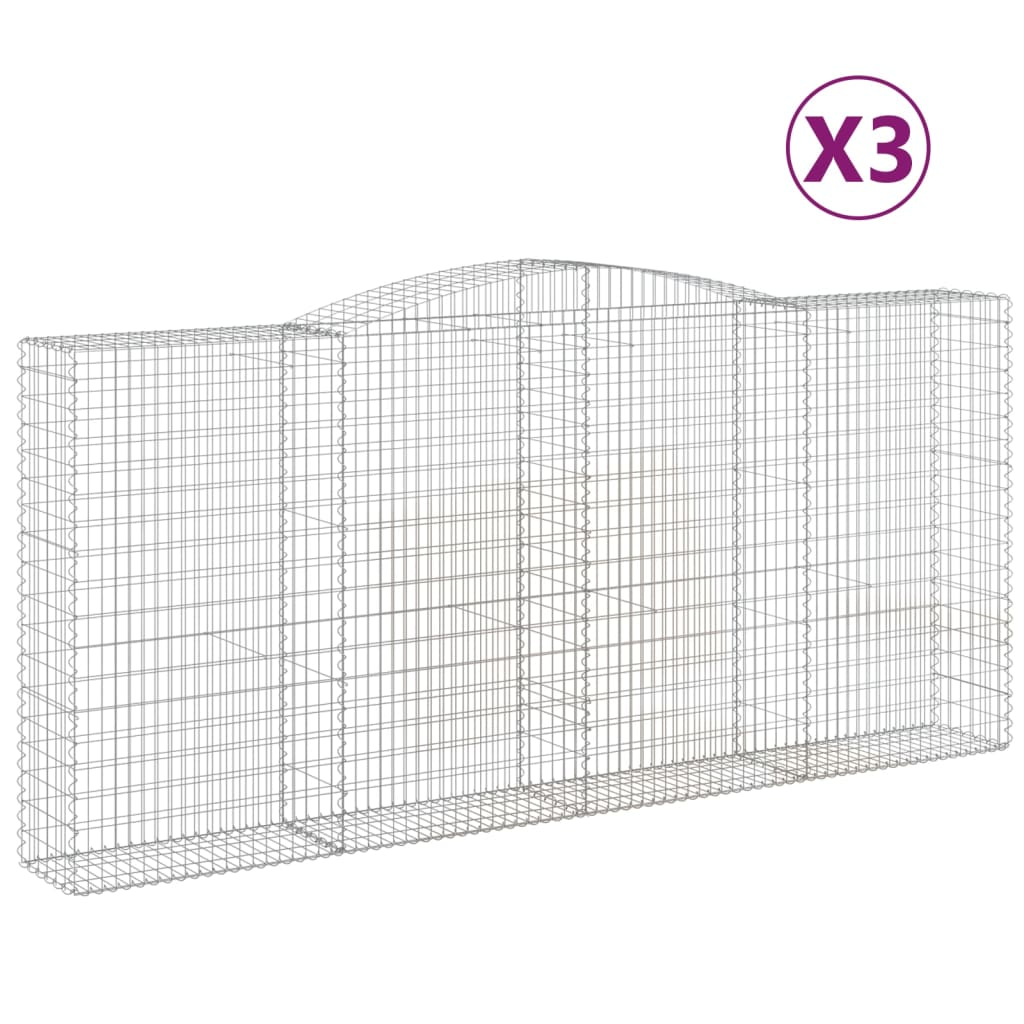 3 db íves horganyzott vas gabion kosár 400x50x180/200 cm (3147049)