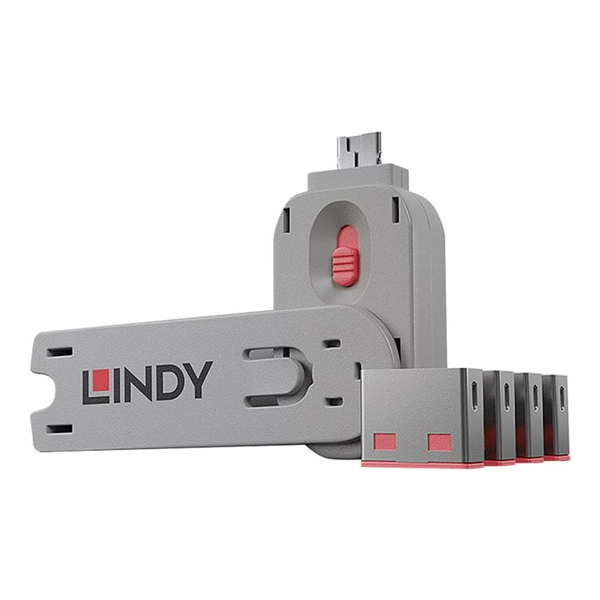 Lindy 40450 poortblokker Poortblokker + sleutel USB Type-A Roze Acrylonitrielbutadieenstyreen (ABS) 5 stuk(s)