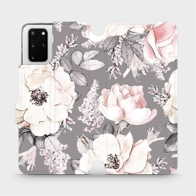 Flip mobile phone case Samsung Galaxy S20 Plus - MX06S Flowers on grey background (5903516171347)