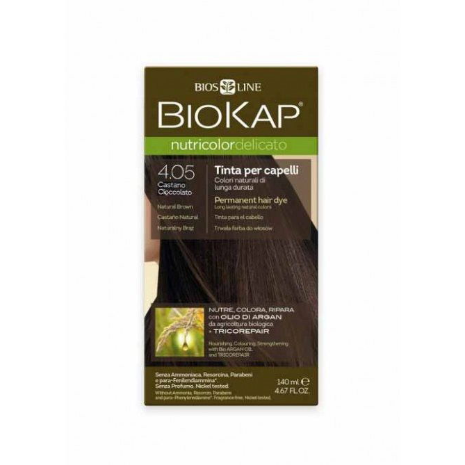 BIOKAP Nutricolor Delicato, Chocolate Chestnut Gentle Dye, 4.05, 140 ml (8030243011213)
