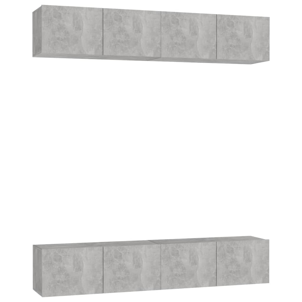 4 db betonszürke forgácslap TV-szekrény 80 x 30 x 30 cm (3079060)