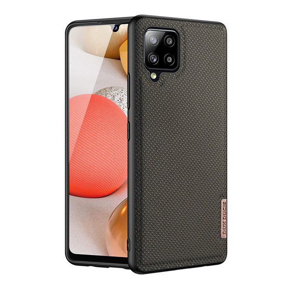 DUX DUCIS FINO szilikon telefonvédő (műanyag belső, közepesen ütésálló, rács minta) BARNA [Samsung Galaxy A42 5G (SM-A425F)]