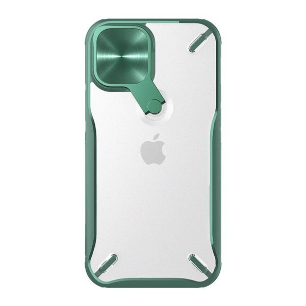NILLKIN CYCLOPS műanyag telefonvédő (közepesen ütésálló, légpárnás sarok, kameravédő, kitámasztó) SÖTÉTZÖLD [Apple iPhone 12 mini]