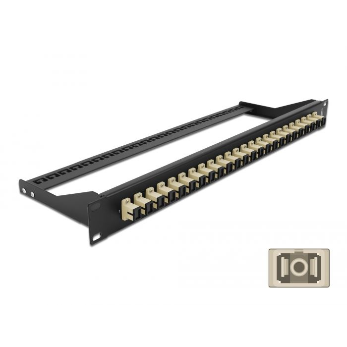Delock 19 száloptikás csatlakozó panel 24 portos SC Simplex bézs (43382) (DE43382)