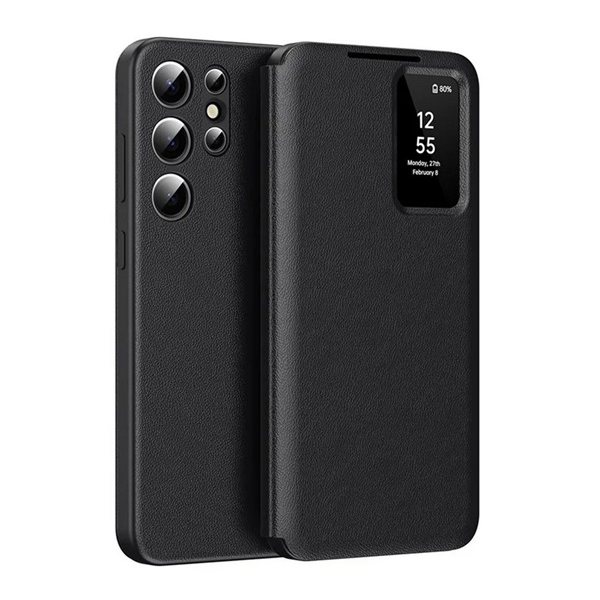 gigapack Tok álló (aktív FLIP, oldalra nyíló, Smart View Cover) FEKETE Samsung Galaxy S24 Ultra (SM-S928) " csomagolás" (GP-166908)