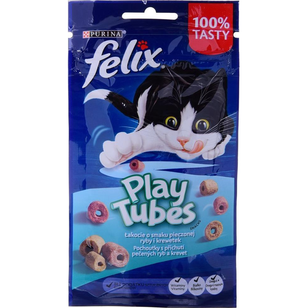 Állateledel jutalomfalat FELIX Play Tubes macskáknak hal-garnélarák 50 g