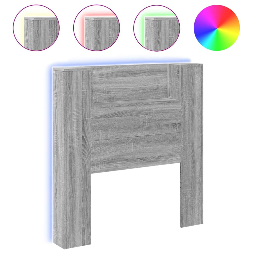 szürke sonoma színű áthidalószekrény LED-ekkel 100x16,5x103,5cm (839236)
