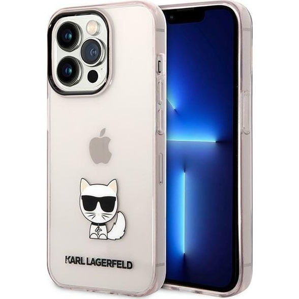 Karl Lagerfeld Transparent Choupette Body Apple iPhone 14 Pro hátlap tok, rózsaszín (KLD1025)